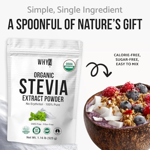 Organic Stevia Powder, 227g, Zero Calorie Pure Stevia Sweetener for Drinks, Powder for…