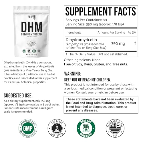 Dihydromyricetin Powder, 28g, 100% Pure DHM Supplements Liver Support, Hydration & Body…