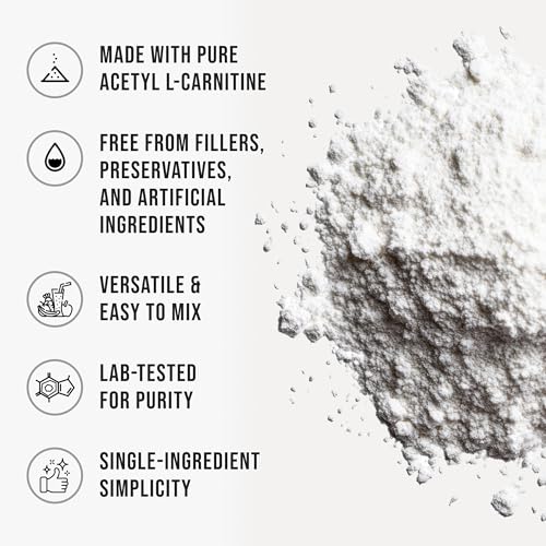Pure Acetyl L-Carnitine Powder (ALCAR) Unflavored Acetyl-L-Carnitine HCl Supplement…