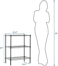 Load image into Gallery viewer, Amazon Basics 3-Shelf Narrow Adjustable, Heavy Duty Storage Shelving Unit (250 lbs loading capacity per shelf), Steel Organizer Wire Rack, Black, 23.2&quot;L x 13.4&quot;W x 30&quot;H
