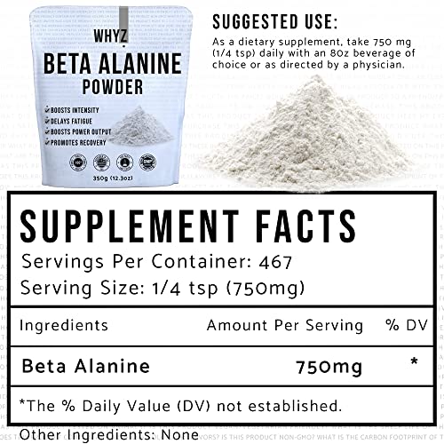 WHYZ Beta Alanine Powder Pure Beta Alanine Pre-Workout Supplement for Sustained Energy,…