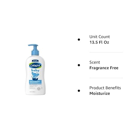 Cetaphil Baby Wash & Shampoo with Organic Calendula ,Tear Free, Paraben, Colorant and Mineral Oil Free, 13.5 Fl. Oz