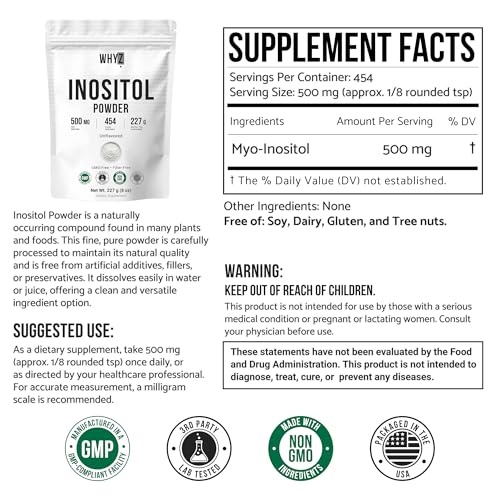 Inositol Powder 8oz, Natural Inositol Supplement for Ovarian Support, Fertility and…