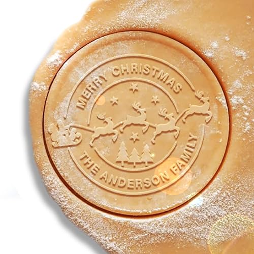 2023 Personalized Christmas Cookie Stamp Christmas Cookie Mold With Your Name 3d Raised Design Merry Christmas Personalized Cookie Baking Stamp