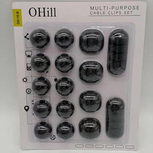 Load image into Gallery viewer, Cable Clips, OHill 16 Pack Black Adhesive Cord Holders, Ideal Cords Management for Organizing Cable Wires-Home, Office, Car, Desk &amp; Nightstand