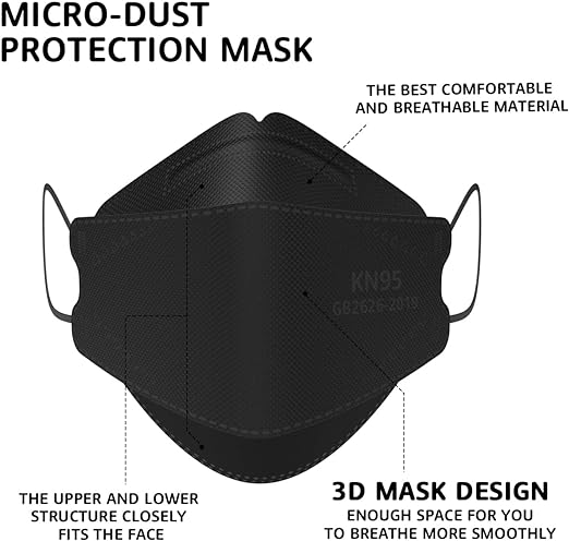 LEVENIS KN95 Face Masks 50 Pack, Breathable Comfortable and Disposable KN95 Mask, Black