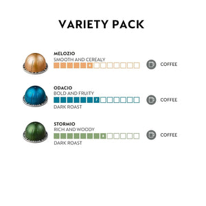Nespresso Capsules VertuoLine, Medium and Dark Roast Coffee, Variety Pack, Stormio, Odacio, Melozio, 30 Count, Brews 7.77 Fl Oz (Pack of 3 )