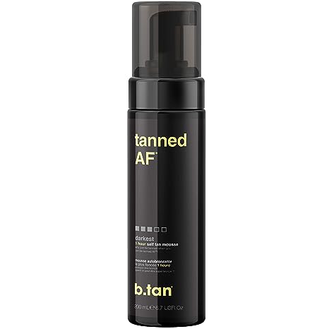 b.tan Darkest Self Tanner | Get Tanned - Fast, 1 Hour Sunless Tanner Mousse, No Fake Tan Smell, No Added Nasties, Vegan, Cruelty Free, 6.7 Fl Oz