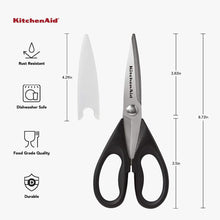 Load image into Gallery viewer, KitchenAid All Purpose Kitchen Shears with Protective Sheath for Everyday use, Dishwasher Safe Stainless Steel Scissors with Comfort Grip, 8.72-Inch, Black
