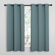 Load image into Gallery viewer, NICETOWN Modern Greyish Blue Blackout Curtains Noise Reducing, Thermal Insulated and Privacy Room Darkening Drape Panels for Boy&#39;s Guest Room Door Small Short Window (2 Panels, W42 x L63 -Inch)