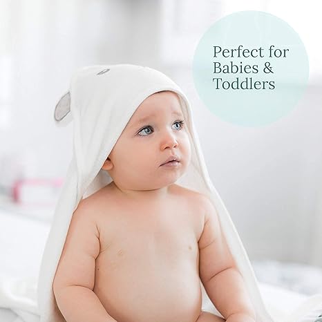 HIPHOP PANDA Bamboo Hooded Towel - Soft Bath Towel with Bear Ears for Babie, Toddler, Infant - Ultra Absorbent, Natural Baby Stuff Shower Gifts for Boy and Girl - (Bear, 30 x 30 Inch)