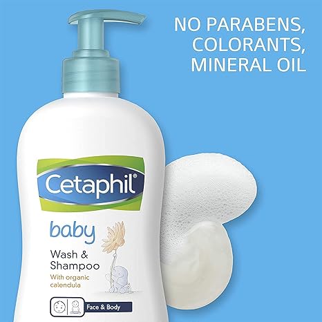 Cetaphil Baby Wash & Shampoo with Organic Calendula ,Tear Free, Paraben, Colorant and Mineral Oil Free, 13.5 Fl. Oz