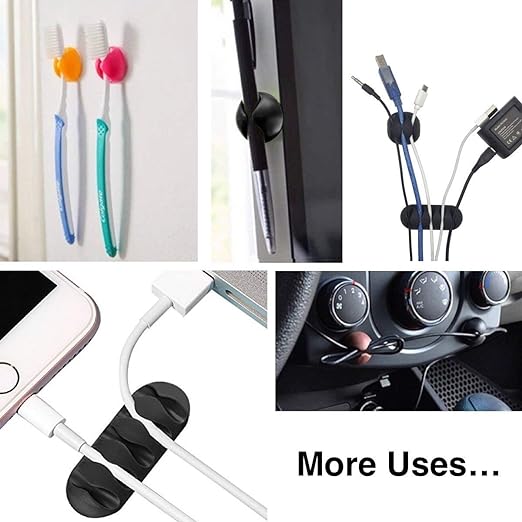 Cable Clips, OHill 16 Pack Black Adhesive Cord Holders, Ideal Cords Management for Organizing Cable Wires-Home, Office, Car, Desk & Nightstand