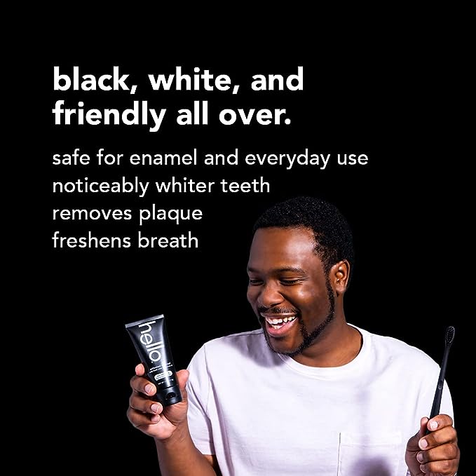 Hello Activated Charcoal Epic Teeth Whitening Fluoride Free Toothpaste, Fresh Mint and Coconut Oil, Vegan, SLS Free, Gluten Free and Peroxide Free, 4 Ounce