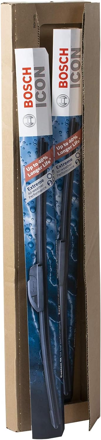 Bosch Automotive ICON Wiper Blades 22A22B (Set of 2) Fits Buick: 2010-05 Allure, Chevrolet Challenger, Ford: 2010-08 F-250, Nissan More, Up to 40 percent Longer Life, Frustration Free Packaging
