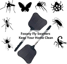 Load image into Gallery viewer, Foxany Telescopic Fly Swatters, Durable Plastic Fly Swatter Heavy Duty Set, Flyswatter with Stainless Steel Handle for Indoor/Outdoor/Classroom (2 Pack)