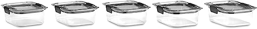 Rubbermaid Brilliance BPA Free Food Storage Containers with Lids, Airtight, for Lunch, Meal Prep, and Leftovers, Set of 5 (3.2 Cup)