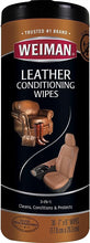 Load image into Gallery viewer, Weiman Leather Cleaner &amp; Conditioner Wipes With UV Protection, Prevent Cracking Or Fading Of Leather Couches, Car Seats, Shoes, Purses - 30 ct