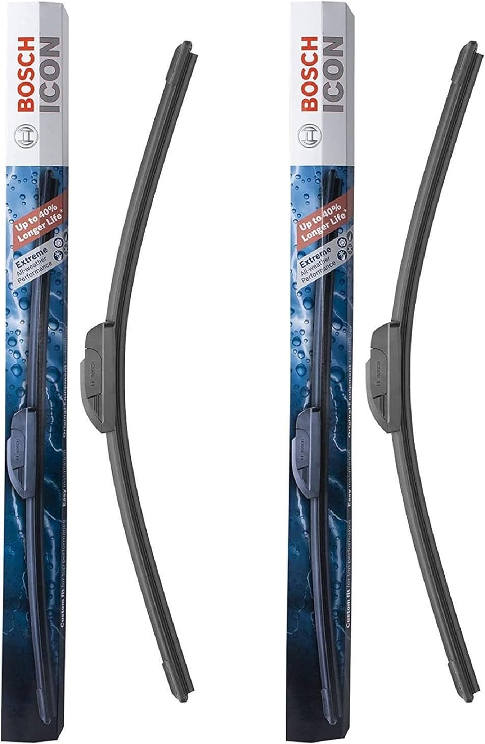 Bosch Automotive ICON Wiper Blades 22A22B (Set of 2) Fits Buick: 2010-05 Allure, Chevrolet Challenger, Ford: 2010-08 F-250, Nissan More, Up to 40 percent Longer Life, Frustration Free Packaging