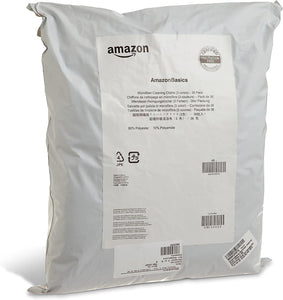 Amazon Basics Microfiber Cleaning Cloth, Non-Abrasive, Reusable and Washable, Pack of 36, Blue/White/Yellow, 16" x 12"