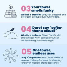 Load image into Gallery viewer, Clean Skin Club Clean Towels XL, 100% USDA Biobased Dermatologist Approved Face Towel, Disposable Clinically Tested Face Towelette, Facial Washcloth, Makeup Remover Dry Wipes, Ultra Soft, 50 Ct,1 Pack