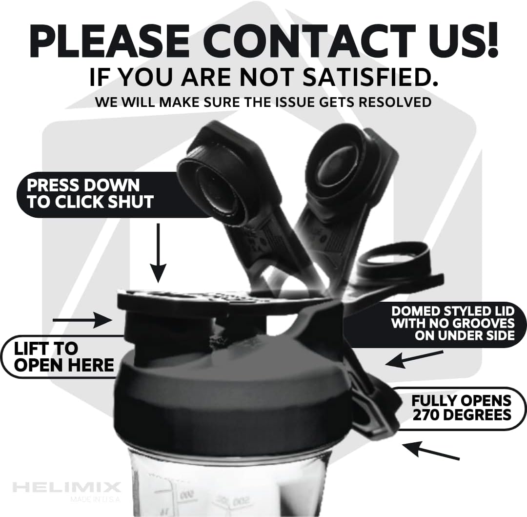 HELIMIX 2.0 Vortex Blender Shaker Bottle Holds upto 28oz | No Blending Ball or Whisk | USA Made | Portable Pre Workout Whey Protein Drink Shaker Cup | Mixes Cocktails Smoothies Shakes | Top Rack Safe