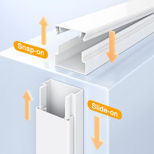 Load image into Gallery viewer, Cord Cover Raceway Kit, 157in Cable Cover Channel, Paintable Cord Concealer System , Cord Wires Hider, Hiding Wall Mount TV Powers Cords in Home Office, 10X L15.7in X W0.95in X H0.55in, White