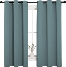 Load image into Gallery viewer, NICETOWN Modern Greyish Blue Blackout Curtains Noise Reducing, Thermal Insulated and Privacy Room Darkening Drape Panels for Boy&#39;s Guest Room Door Small Short Window (2 Panels, W42 x L63 -Inch)