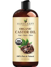 Load image into Gallery viewer, Handcraft Organic Castor Oil for Hair Growth, Eyelashes and Eyebrows - 100% Pure and Natural Carrier Oil, Hair Oil and Body Oil - Moisturizing Massage Oil for Aromatherapy - 16 fl. Oz