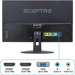 Sceptre 24-inch Professional Thin 1080p LED Monitor 99% sRGB 2x HDMI VGA Build-in Speakers, Machine Black (E248W-19203R Series)
