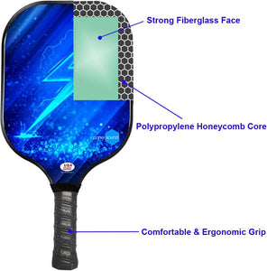 Panel Sound USAPA Approved Fiberglass Pickleball Paddles Set of 2, Lightweight Pickleball Rackets Set, 1 Carrying Case, 2 Cooling Towels & 4 Balls