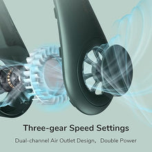 Load image into Gallery viewer, JISULIFE Portable Neck Fan, Hands Free Bladeless Fan, 4000 mAh Battery Operated Wearable Personal Fan, Leafless, Rechargeable, Headphone Design, USB Powered Desk Fan,3 Speeds-Dark Green