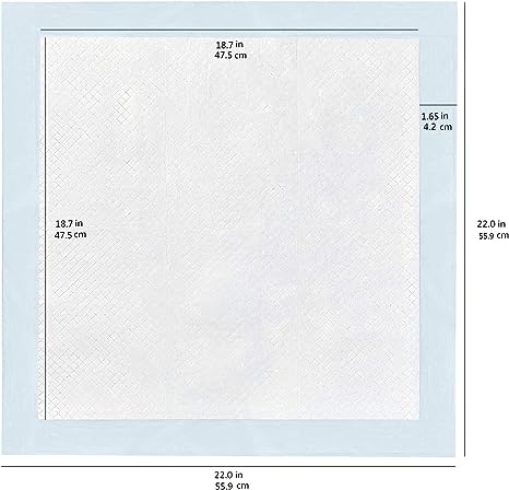 Amazon Basics Dog and Puppy Pee Pads with Leak-Proof Quick-Dry Design for Potty Training, Standard Absorbency, Regular Size, 22 x 22 Inches, Pack of 100, Blue & White