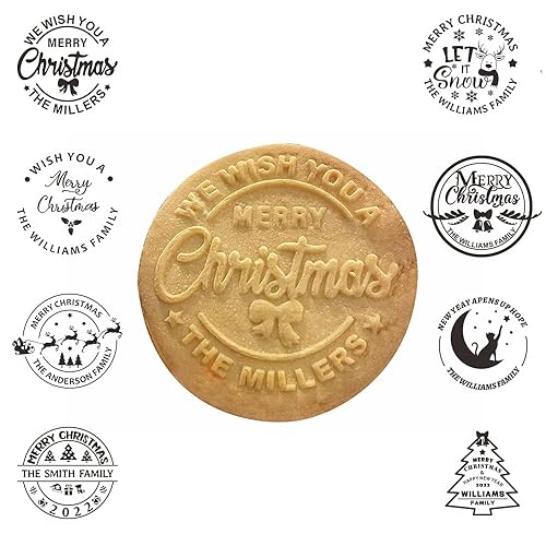 2023 Personalized Christmas Cookie Stamp Christmas Cookie Mold With Your Name 3d Raised Design Merry Christmas Personalized Cookie Baking Stamp