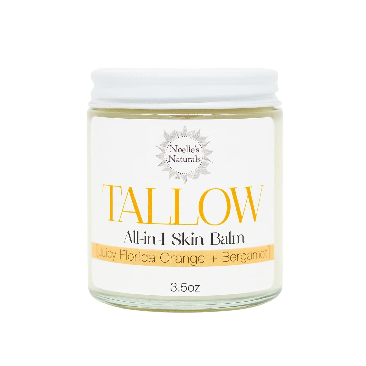 Tallow Balm - Organic Grassfed Tallow - 3.5oz - Orange + Bergamot - Moisturizing - Dry Skin - Stretch Marks - All Natural