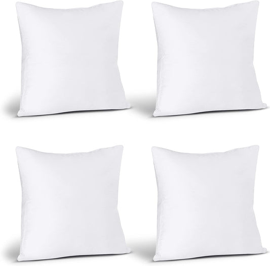 Utopia Bedding Throw Pillows (Set of 4, White), 18 x 18 Inches Pillows for Sofa, Bed and Couch Decorative Stuffer Pillows