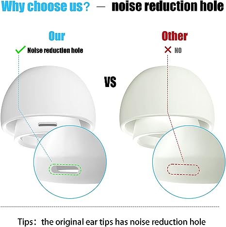 [3 Pairs] Replacement Ear Tips for Airpods Pro and Airpods Pro 2nd Generation with Noise Reduction Hole, Silicone Ear Tips for Airpods Pro with Portable Storage Box and Fit in The Charging Case(S/M/L)