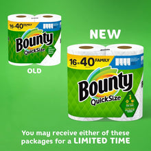 Load image into Gallery viewer, Bounty Quick Size Paper Towels, White, 8 Family Rolls = 20 Regular Rolls (Packaging May Vary)