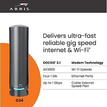 Load image into Gallery viewer, ARRIS Surfboard G34 DOCSIS 3.1 Gigabit Cable Modem &amp; Wi-Fi 6 Router (AX3000) , Approved for Comcast Xfinity, Cox, Spectrum &amp; More , Four 1 Gbps Ports , 1 Gbps Max Internet Speeds