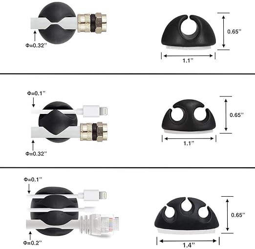 Cable Clips, OHill 16 Pack Black Adhesive Cord Holders, Ideal Cords Management for Organizing Cable Wires-Home, Office, Car, Desk & Nightstand