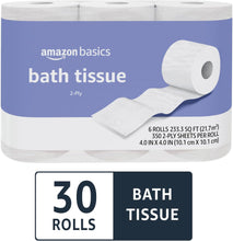 Load image into Gallery viewer, Amazon Basics 2-Ply Toilet Paper, 30 Rolls (5 Packs of 6), White