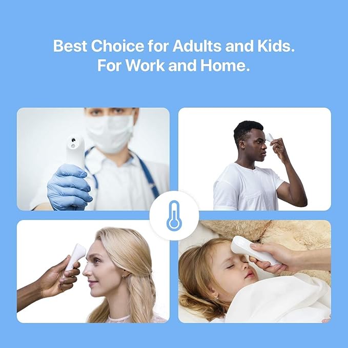 iHealth No-Touch Forehead Thermometer, Digital Infrared Thermometer for Adults and Kids, Touchless Baby Thermometer, 3 Ultra-Sensitive Sensors, Large LED Digits, Quiet Vibration Feedback, Non Contact