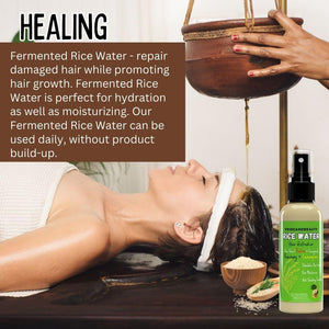 Rice Water For Hair Growth - Infused with Rosemary, Biotin, Vegan Non-Greasy Spray Naturally Thicker, Longer, Softer Hair, Men & Women Hair Spray (Rosemary + Lemongrass, 4 OUNCE)