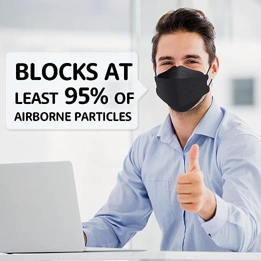 LEVENIS KN95 Face Masks 50 Pack, Breathable Comfortable and Disposable KN95 Mask, Black