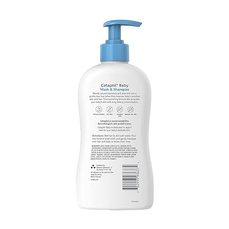 Cetaphil Baby Wash & Shampoo with Organic Calendula ,Tear Free, Paraben, Colorant and Mineral Oil Free, 13.5 Fl. Oz