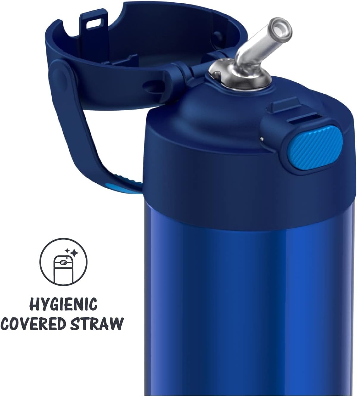THERMOS FUNTAINER 12 Ounce Stainless Steel Vacuum Insulated Kids Straw Bottle, Blue