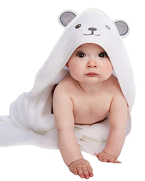 HIPHOP PANDA Bamboo Hooded Towel - Soft Bath Towel with Bear Ears for Babie, Toddler, Infant - Ultra Absorbent, Natural Baby Stuff Shower Gifts for Boy and Girl - (Bear, 30 x 30 Inch)