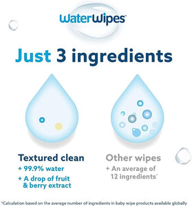 WaterWipes Plastic-Free Textured Clean, Toddler & Baby Wipes, 99.9% Water Based Wipes, Unscented & Hypoallergenic for Sensitive Skin, 720 Count (12 packs), Packaging May Vary