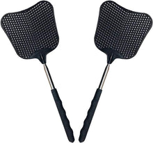 Load image into Gallery viewer, Foxany Telescopic Fly Swatters, Durable Plastic Fly Swatter Heavy Duty Set, Flyswatter with Stainless Steel Handle for Indoor/Outdoor/Classroom (2 Pack)