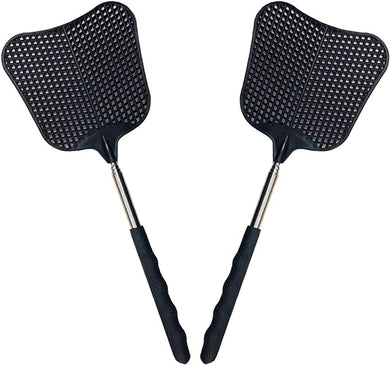 Foxany Telescopic Fly Swatters, Durable Plastic Fly Swatter Heavy Duty Set, Flyswatter with Stainless Steel Handle for Indoor/Outdoor/Classroom (2 Pack)